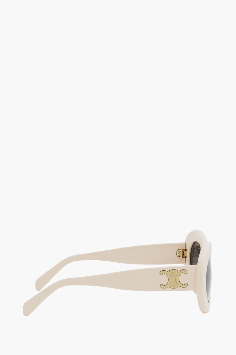 CELINE Triomphe Round Sunglasses in Ivory White/Grey Acetate 1