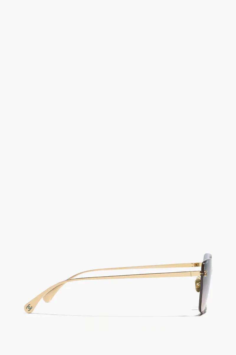 CHANEL Cat Eye Titanium Sunglasses in Light Gold/Green with Logo 1