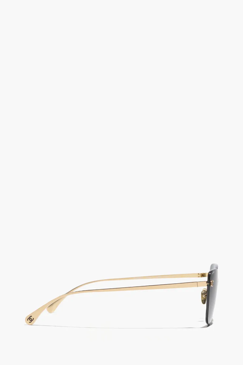 CHANEL Cat Eye Titanium Sunglasses in Gold/Dark Grey with Logo 1