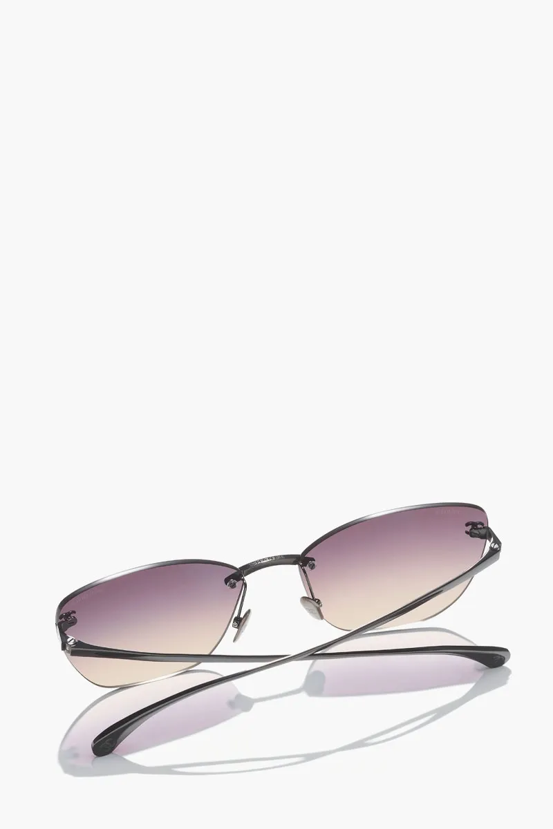 CHANEL Cat Eye Titanium Sunglasses in Black/Violet with Logo 3