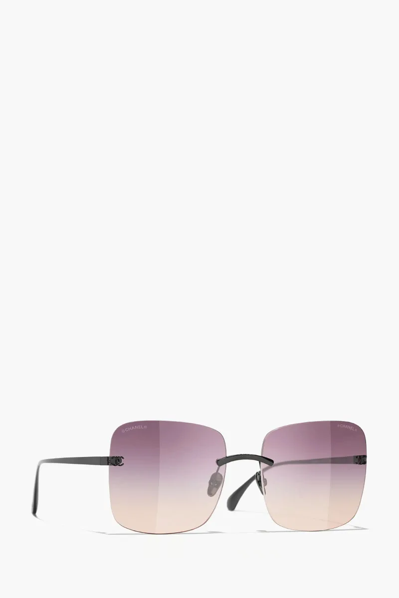 CHANEL Square Sunglasses in Titanium/Black 2