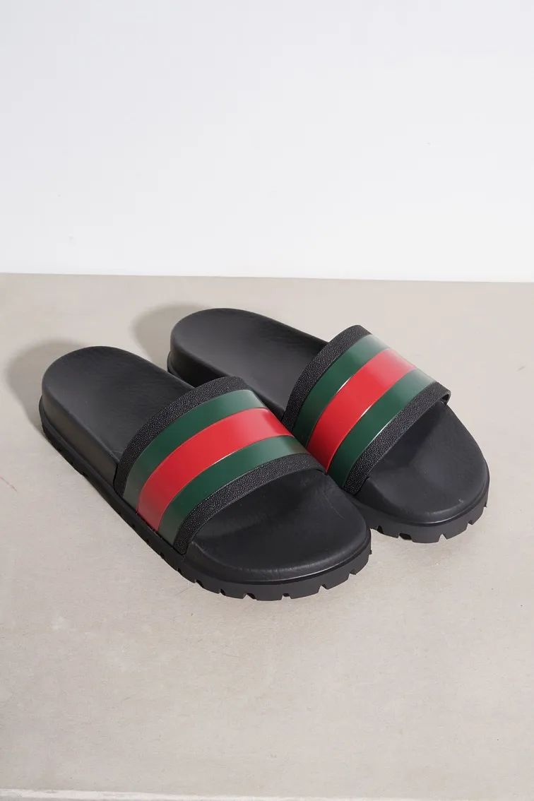 GUCCI Men Web Slides in Black 0