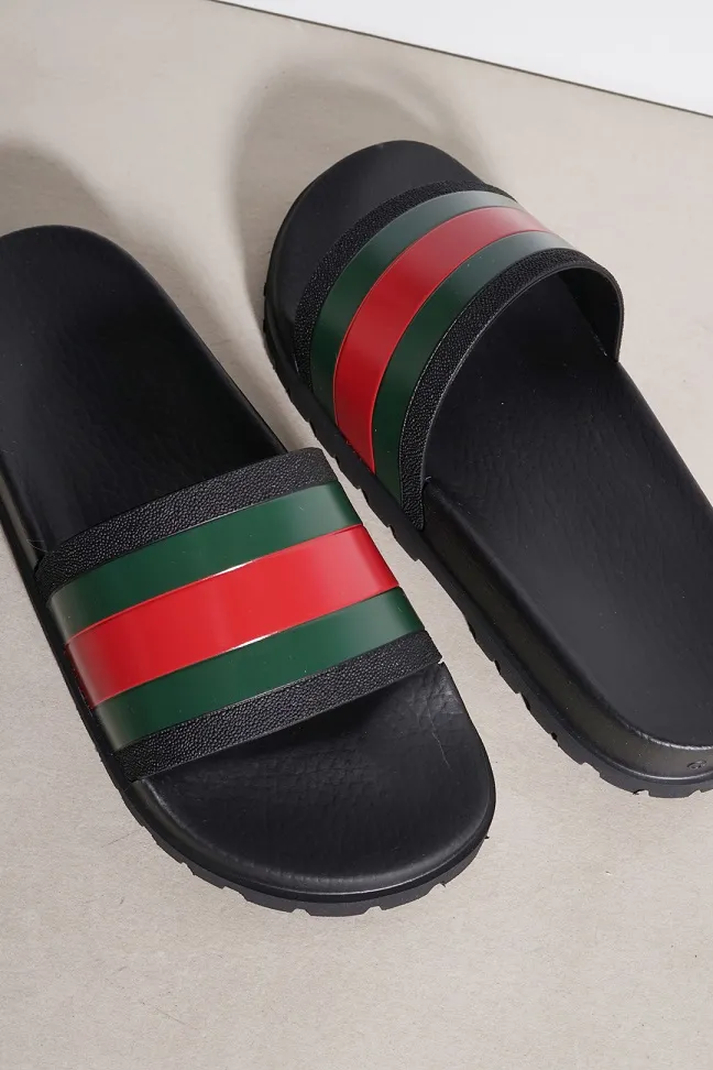 GUCCI Men Web Slides in Black 1