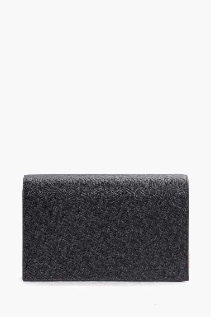SAINT LAURENT Kate Wallet on Chain in Black Grained GHW with Tassels 1