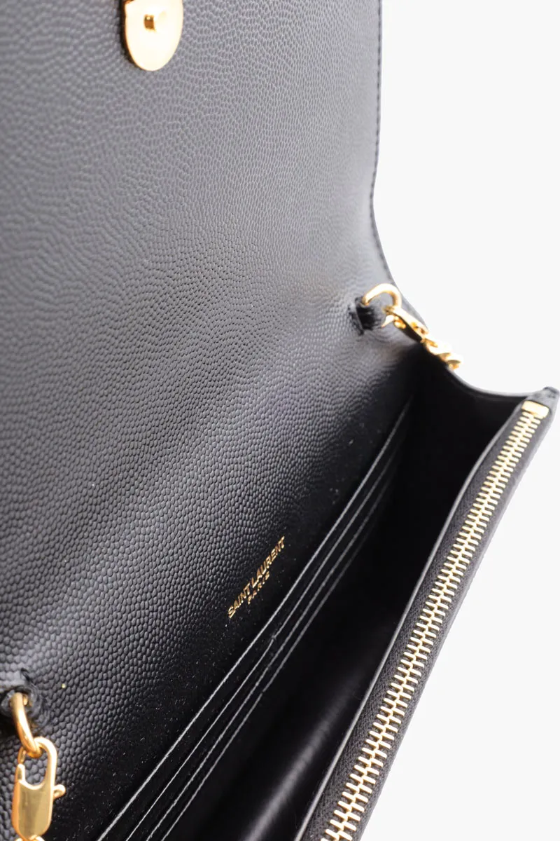 SAINT LAURENT Kate Wallet on Chain in Black Grained GHW with Tassels 3