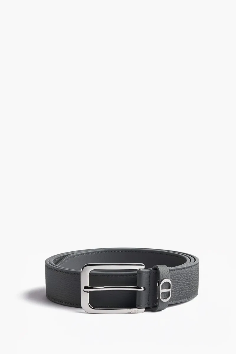 CHRISTIAN DIOR CD Icon Belt in Grey Grained Calfskin 1