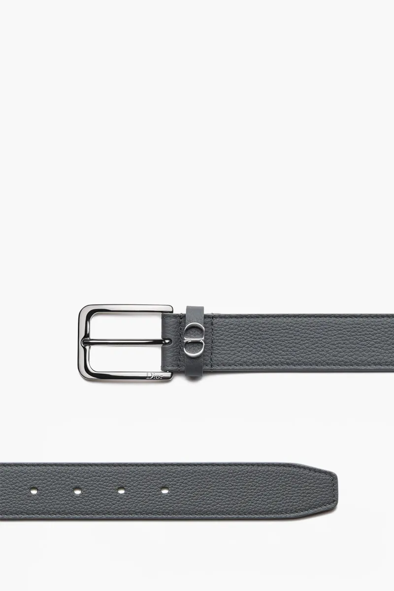 CHRISTIAN DIOR CD Icon Belt in Grey Grained Calfskin 3