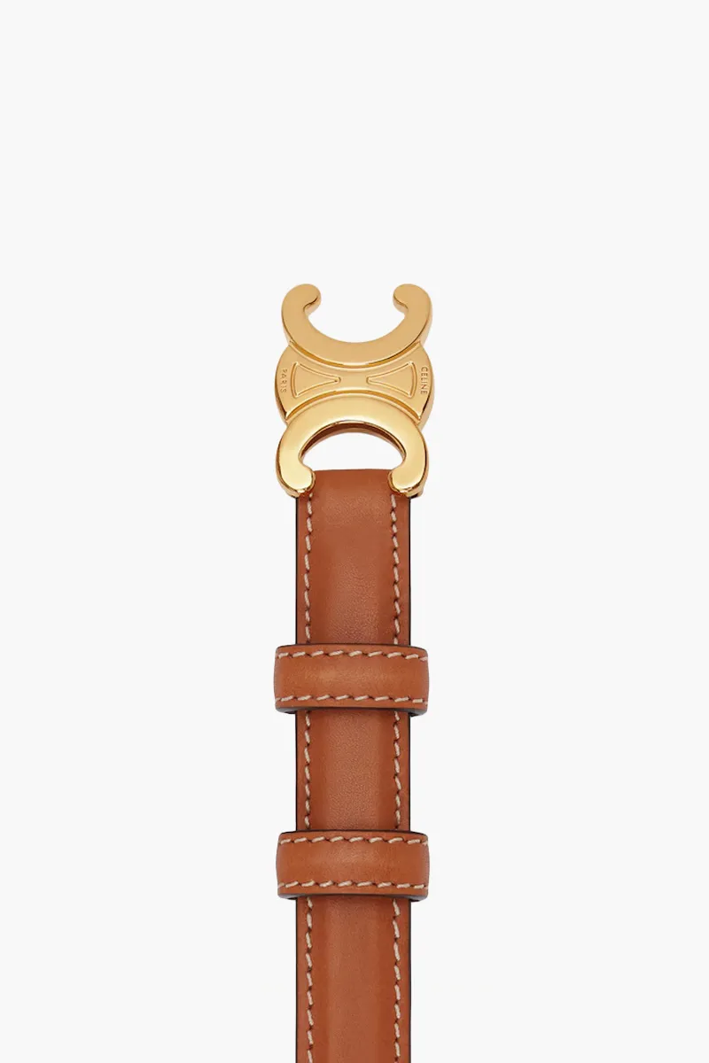 CELINE Small Triomphe 18mm Belt in Tan Calfskin GHW 1