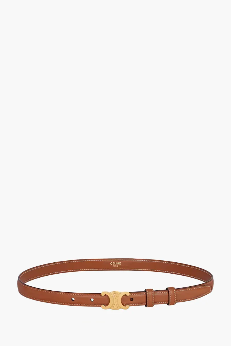 CELINE Small Triomphe 18mm Belt in Tan Calfskin GHW 2