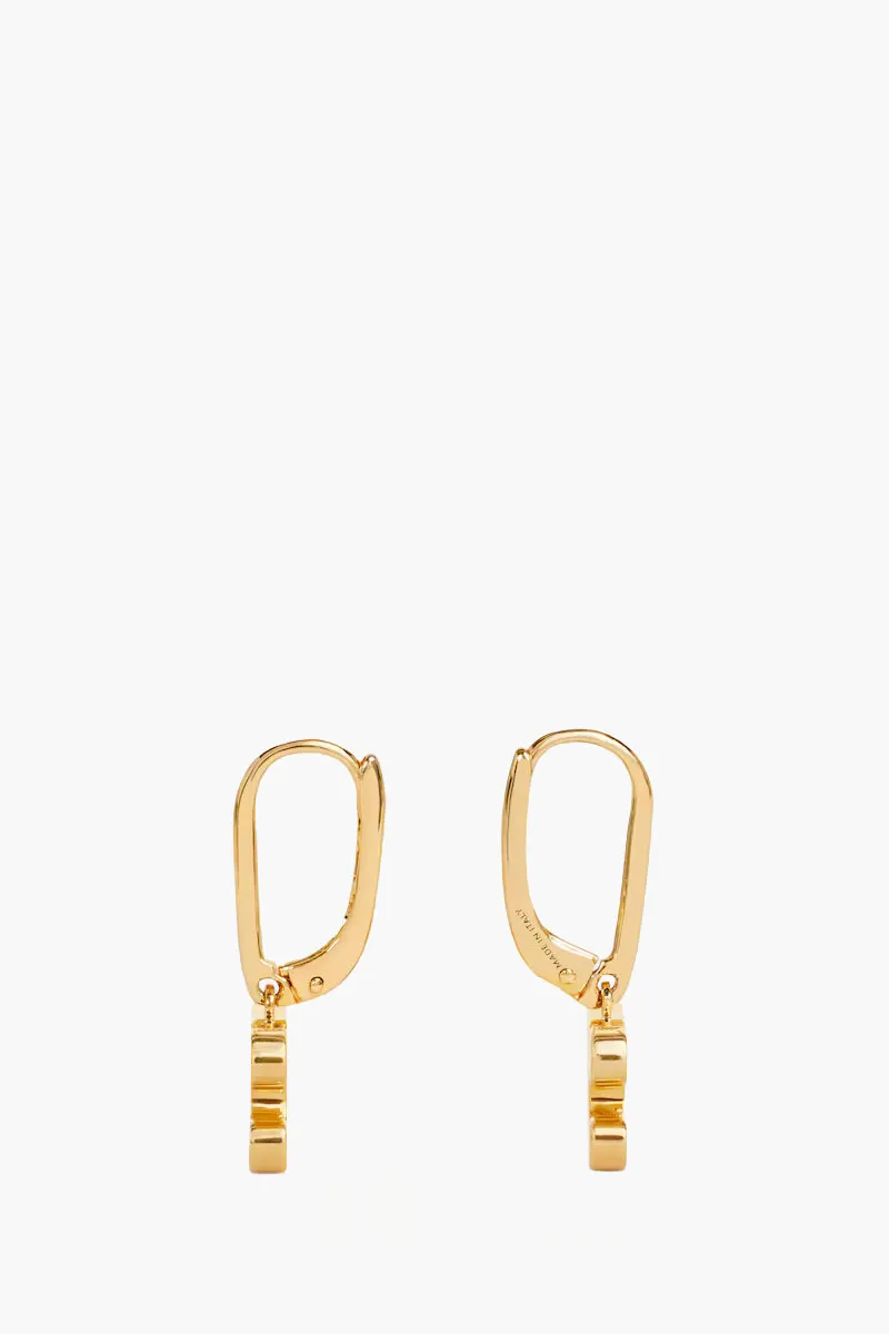 CELINE Triomphe Rhinestone Earrings in Gold Brass with Gold Finish and Crystals 2