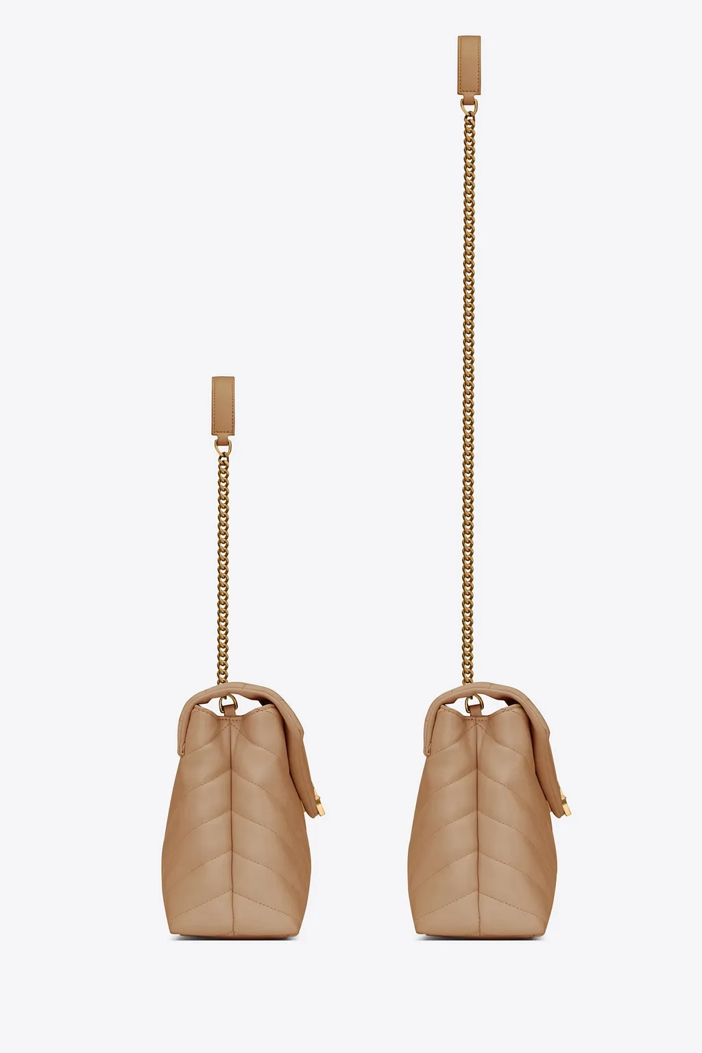 SAINT LAURENT Small Loulou Shoulder Bag in Dark Beige Quilted Leather GHW 2