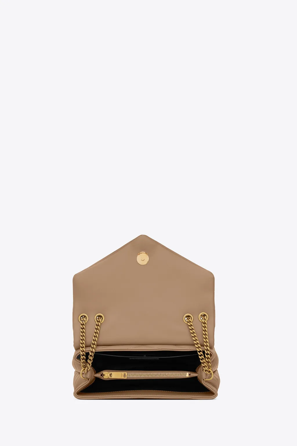 SAINT LAURENT Small Loulou Shoulder Bag in Dark Beige Quilted Leather GHW 3