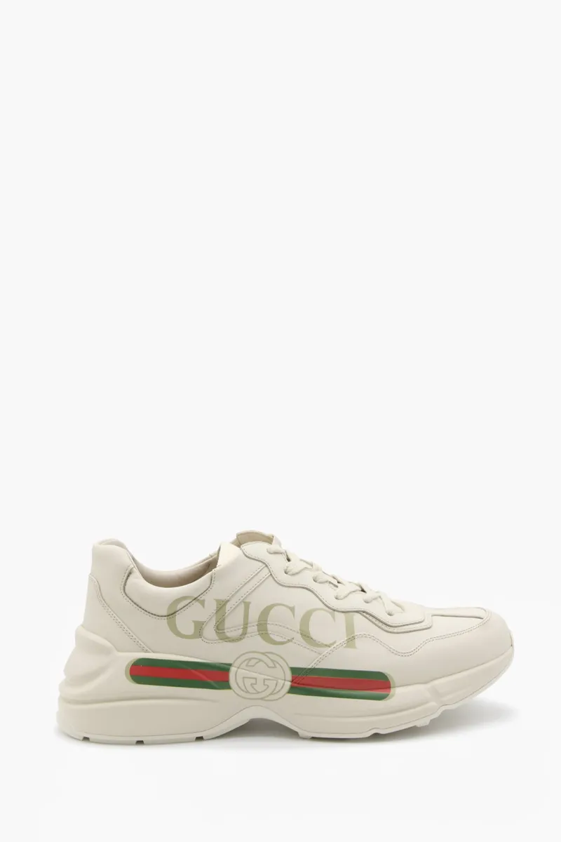 GUCCI Men Rhyton Sneakers in Ivory with Vintage Gucci Logo 0