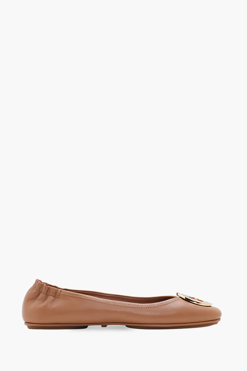 TORY BURCH Minnie Travel Ballerina in Royal Tan GHW 0
