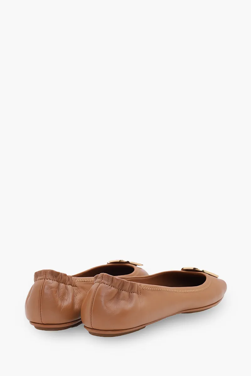 TORY BURCH Minnie Travel Ballerina in Royal Tan GHW 2