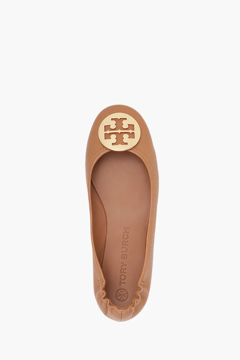 TORY BURCH Minnie Travel Ballerina in Royal Tan GHW 3