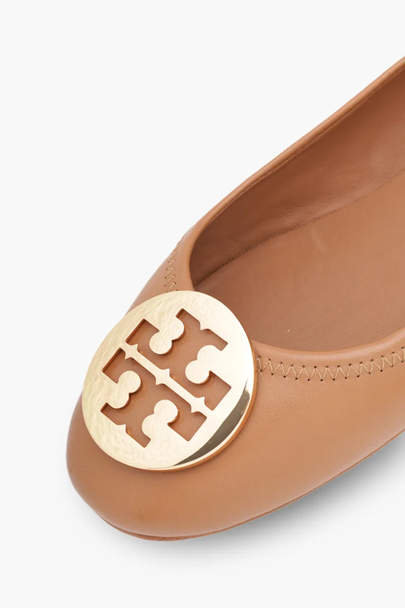 TORY BURCH Minnie Travel Ballerina in Royal Tan GHW 4