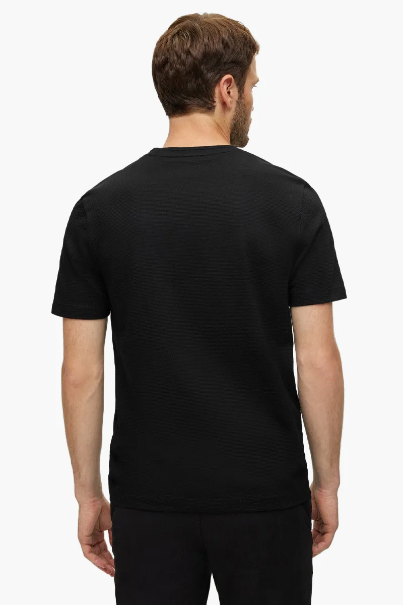 HUGO BOSS Men Tiburt 240 Regular Fit T-Shirt in Black with Bubble Jacquard Structure 2