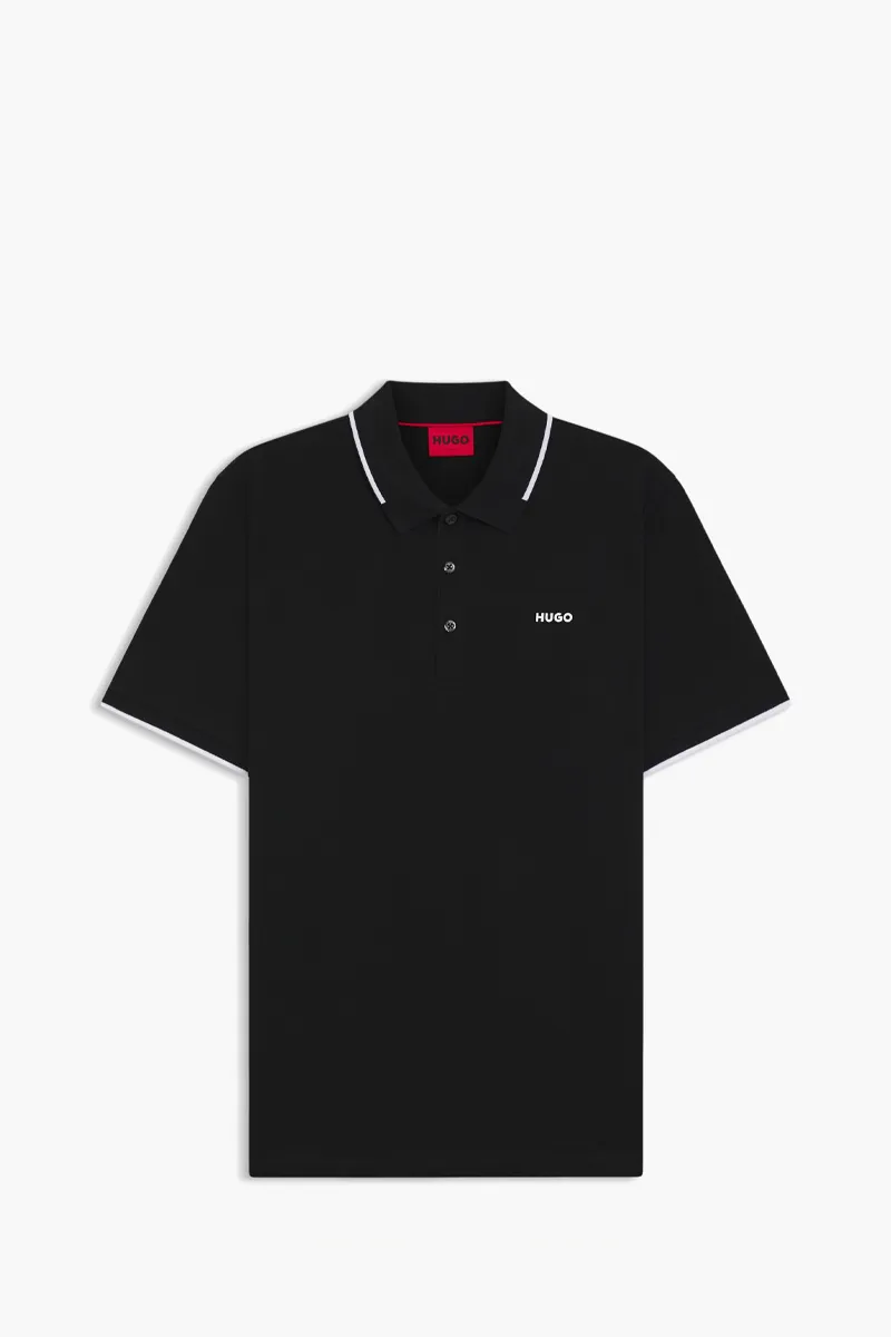 HUGO BOSS Men Dinoso222 Polo Shirt in Black/White 0