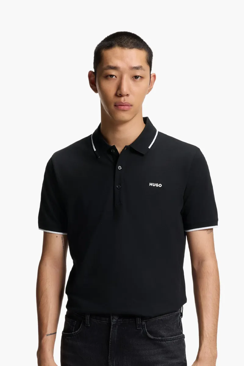 HUGO BOSS Men Dinoso222 Polo Shirt in Black/White 1