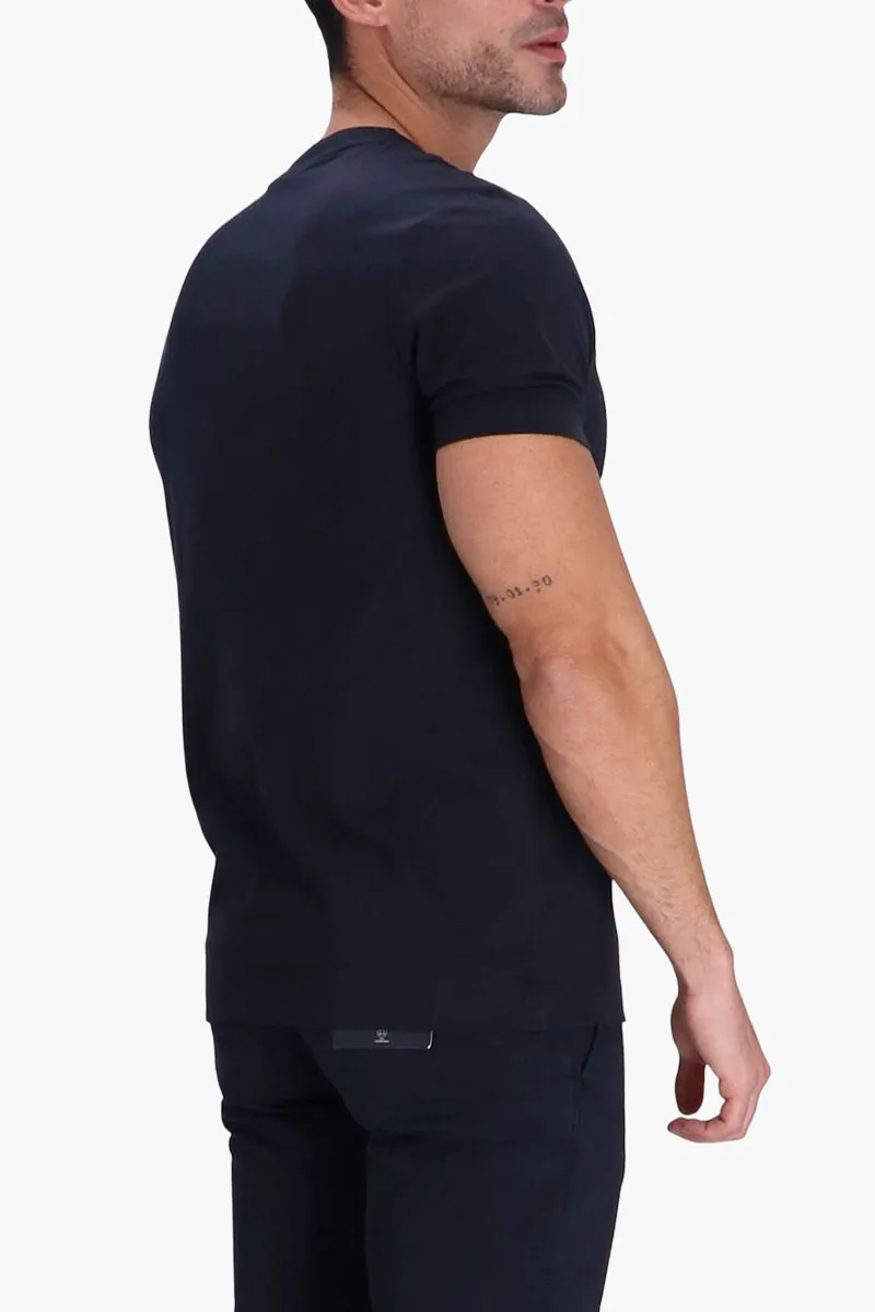 HUGO BOSS Cotton Jersey Regular Fit T-Shirt in Dark Blue with logo detail 2