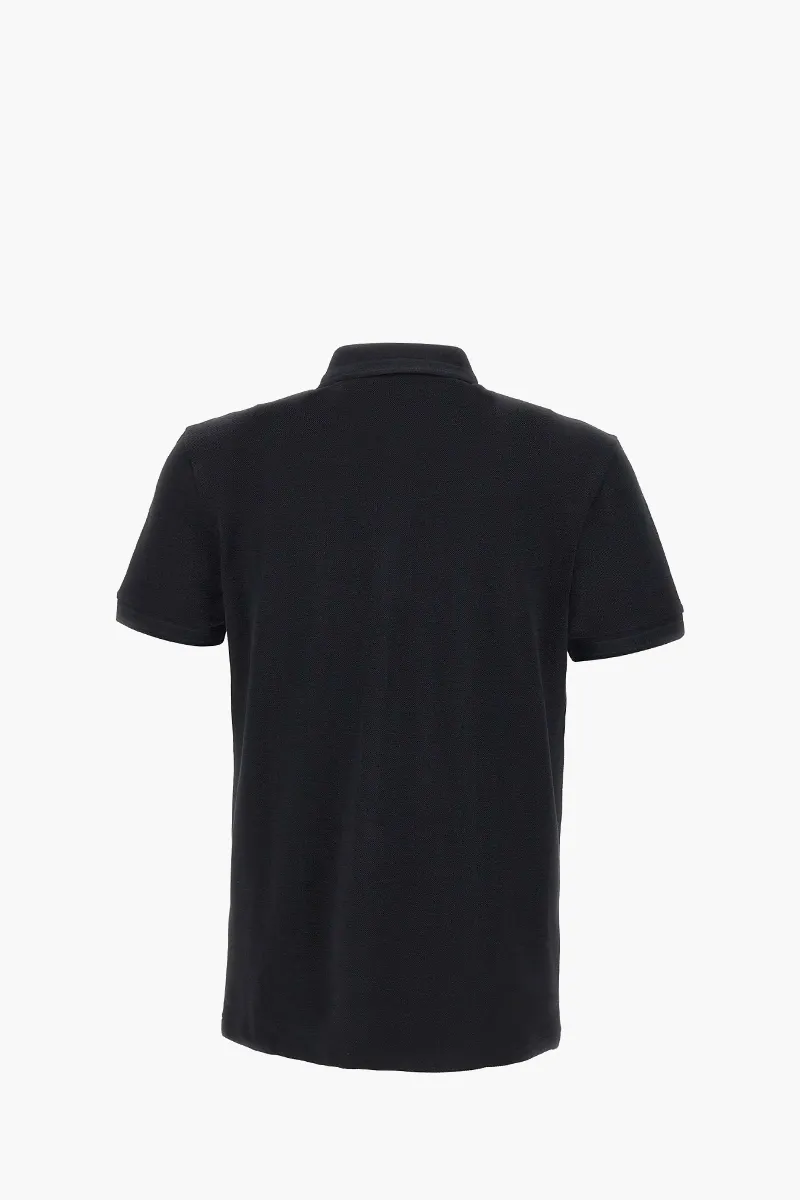 HUGO BOSS Men Paddy Organic-Cotton Regular Fit Polo Shirt in All Black with Contrast Logo Details 1