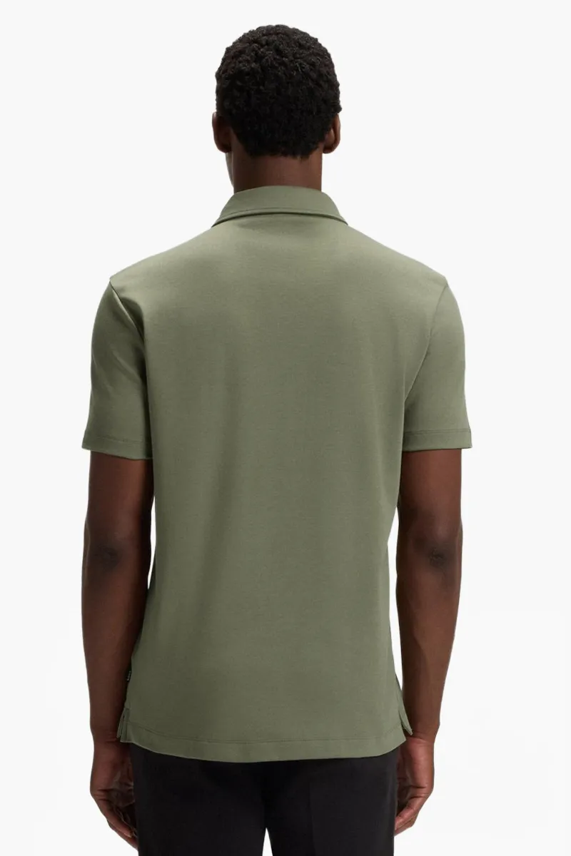 HUGO BOSS Men Palosh 30 Organic-Cotton Slim Fit Polo Shirt in Green with Logo Print 2