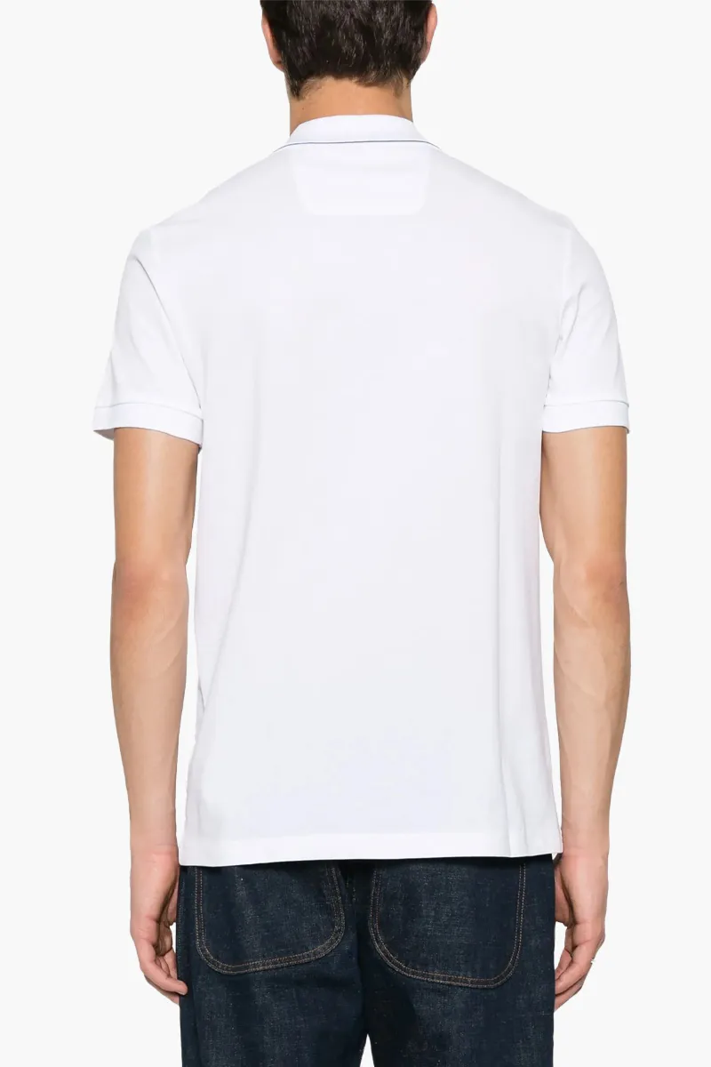 HUGO BOSS Men Paule 4 Stripe Detal Slim Fit Polo Shirt in White/Black Cotton Pique with Tonal Logo 2
