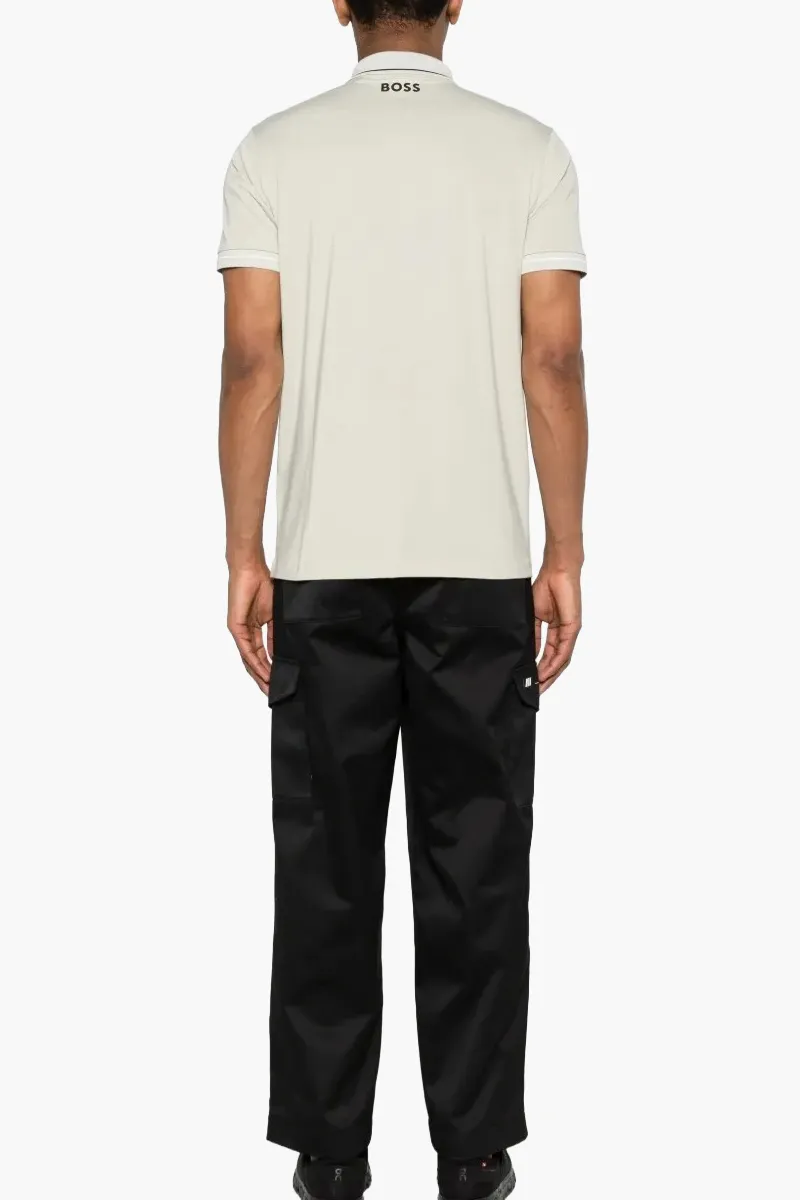 HUGO BOSS Men Paul Pro Slim-Fit Polo Shirt in Light Beige/Black Polyester with Contrast Logo 2