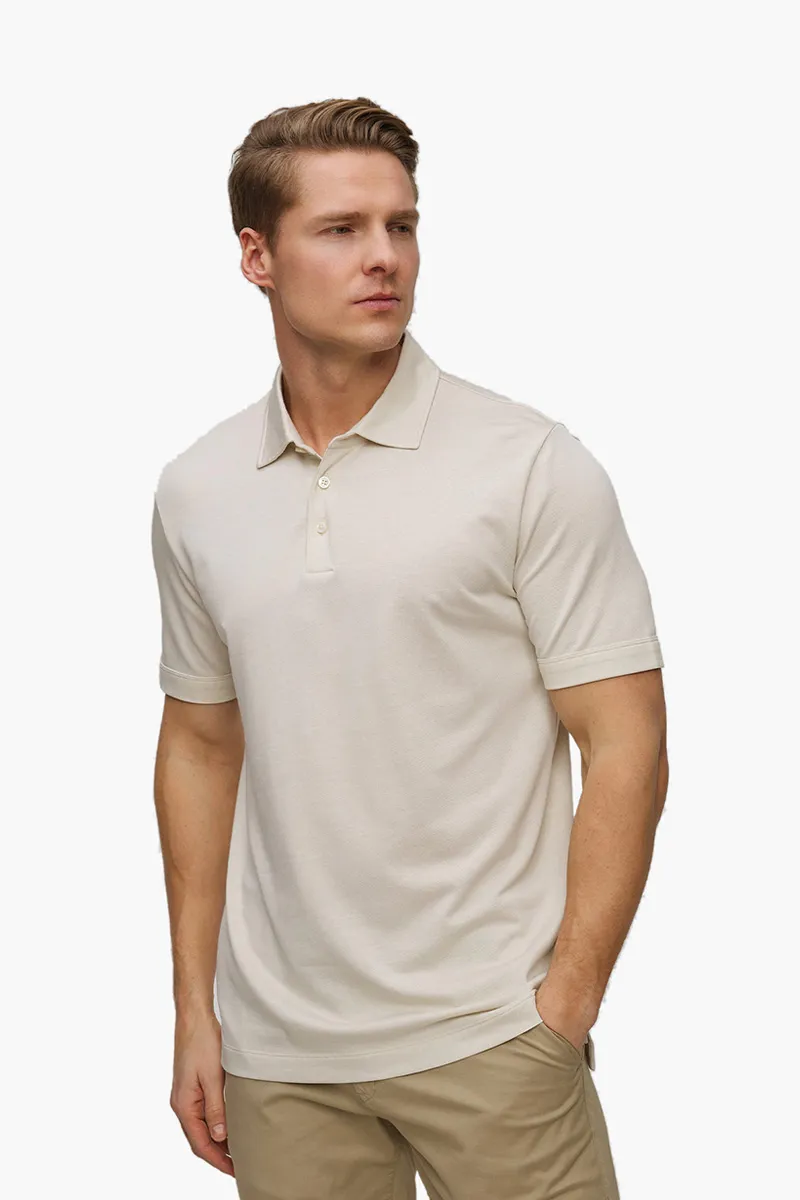HUGO BOSS Men H-Press 57 Cotton Polo Shirt in Beige 1