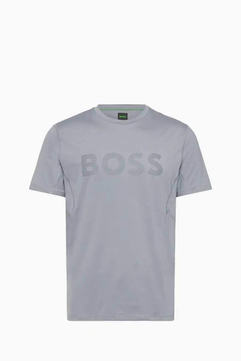 HUGO BOSS Men Tee Active Slim Fit T-Shirt in Dark Grey with Moisture Management 0