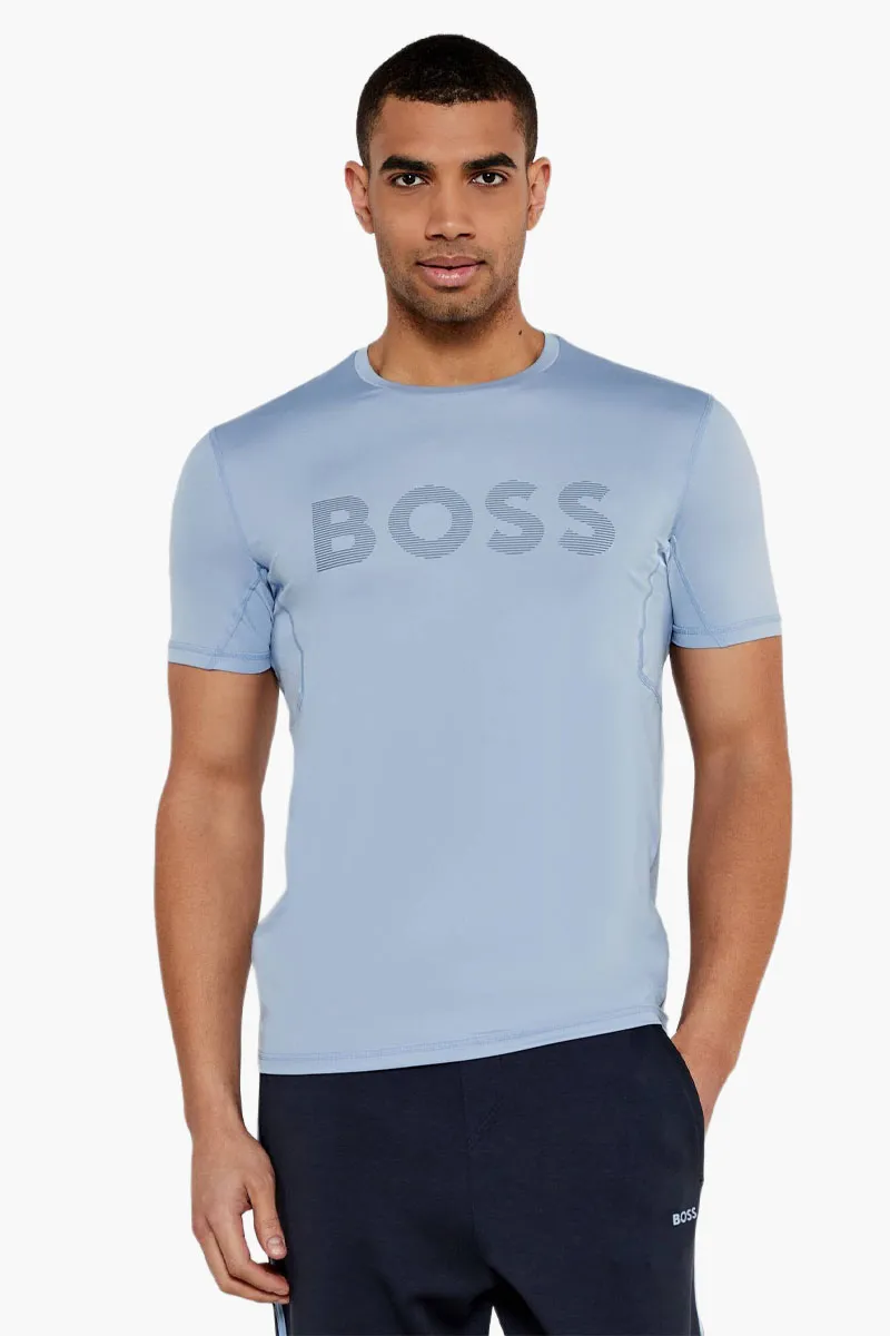 HUGO BOSS Men Tee Active Slim Fit T-Shirt in Light Pastel Blue with Moisture Management 1