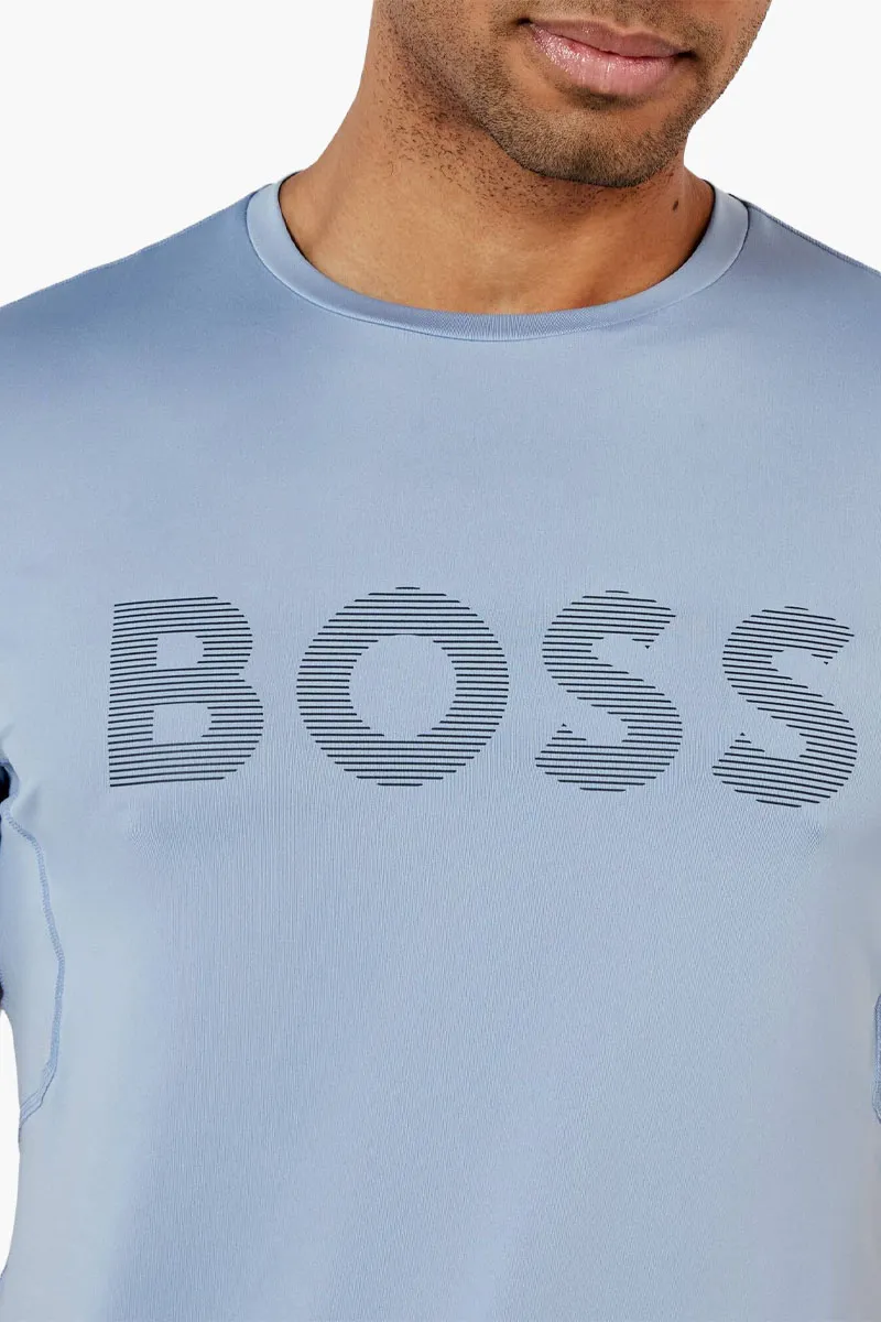 HUGO BOSS Men Tee Active Slim Fit T-Shirt in Light Pastel Blue with Moisture Management 3