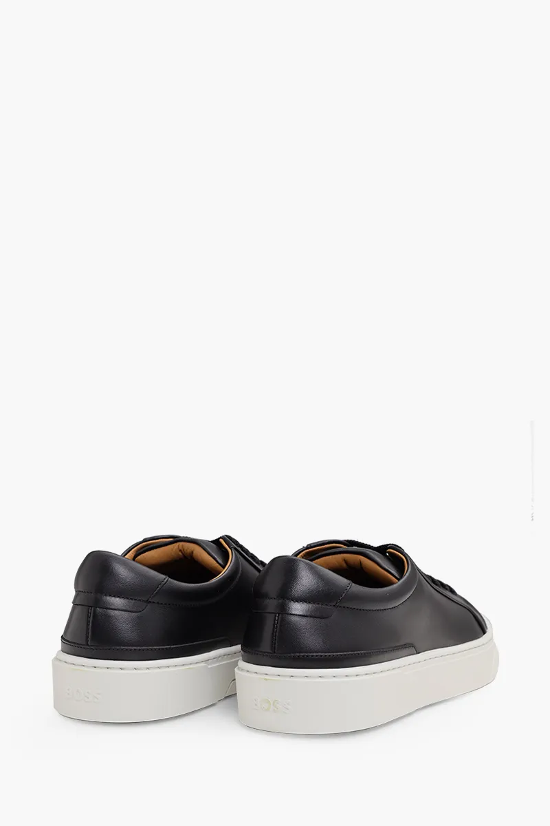 HUGO BOSS Men Gary Tenn Nalu Low Top Trainers in Black Leather with Branded Lace Loop 2