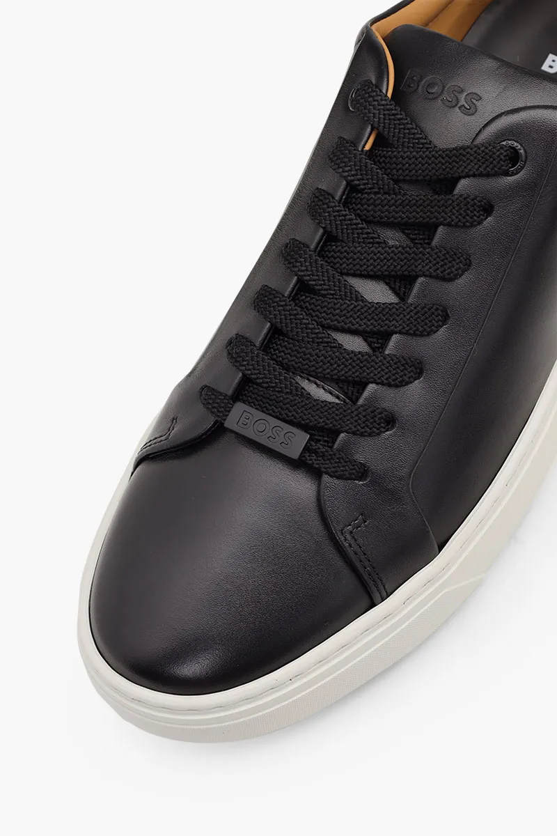 HUGO BOSS Men Gary Tenn Nalu Low Top Trainers in Black Leather with Branded Lace Loop 4