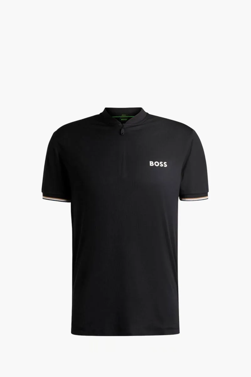 HUGO BOSS Men Pariq TOC Ripstop Slim Fit Polo Shirt in Black Polyester 0