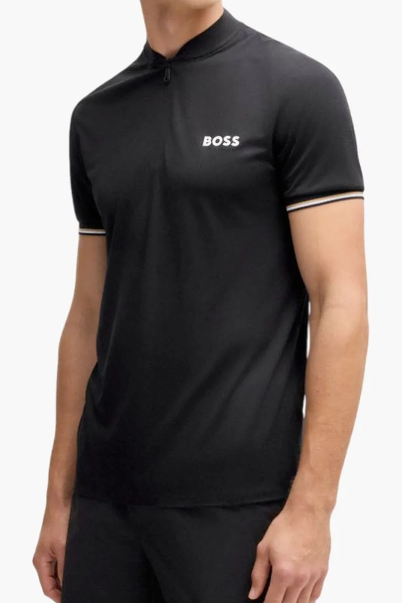 HUGO BOSS Men Pariq TOC Ripstop Slim Fit Polo Shirt in Black Polyester 1
