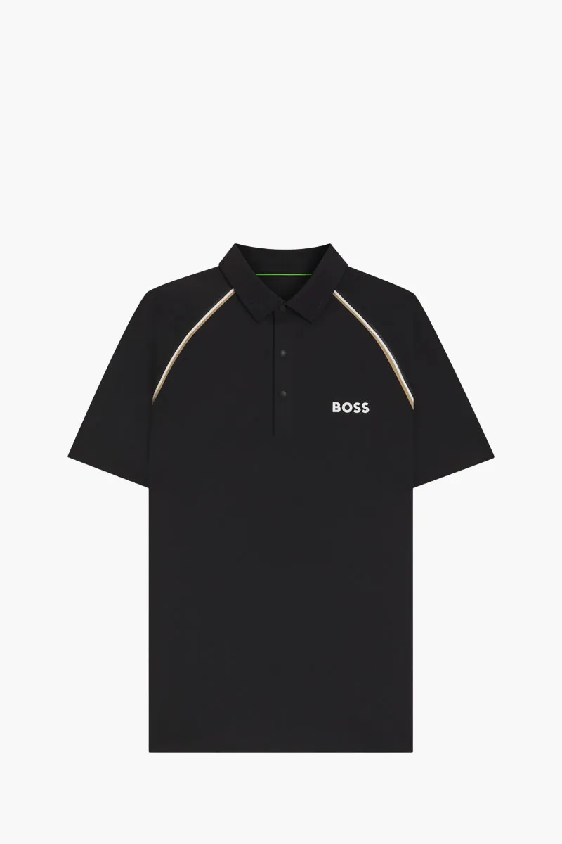 HUGO BOSS Men Patteo Toc Active Slim Fit Polo Shirt in Black Polyester with Odour Control 0