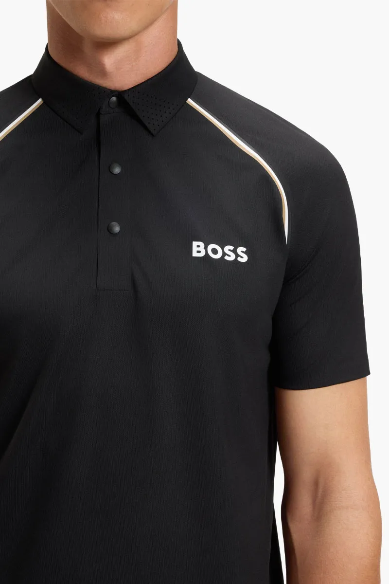 HUGO BOSS Men Patteo Toc Active Slim Fit Polo Shirt in Black Polyester with Odour Control 3