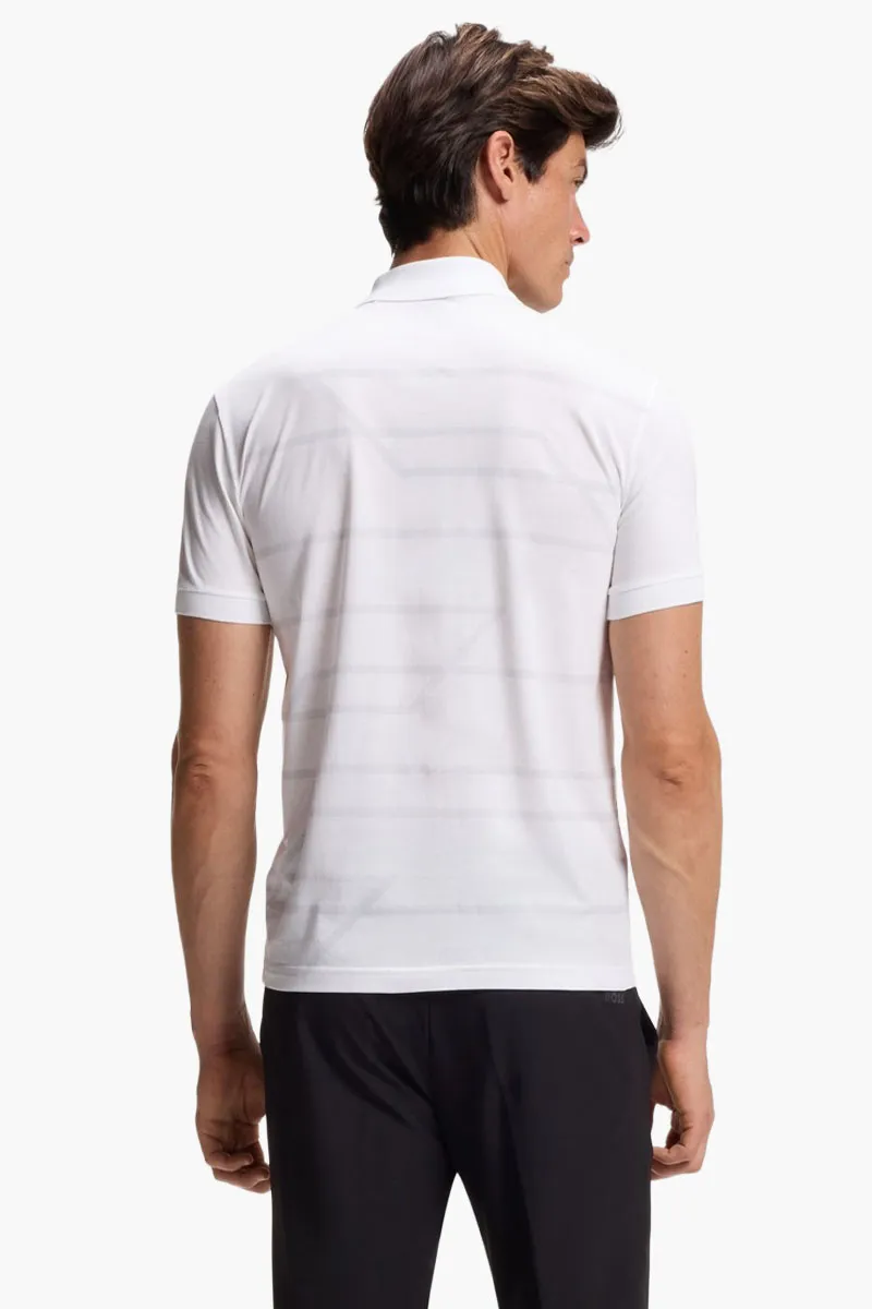 HUGO BOSS Men Philix Printed Patern Slim Fit Polo Shirt in White Cotton 2