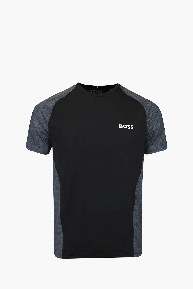 HUGO BOSS Men Toc Matchball Slim Fit T-Shirt in Black/Grey Mesh Jersey with Contrast Inserts 0