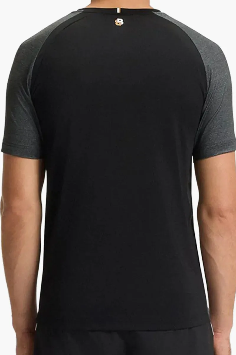 HUGO BOSS Men Toc Matchball Slim Fit T-Shirt in Black/Grey Mesh Jersey with Contrast Inserts 2