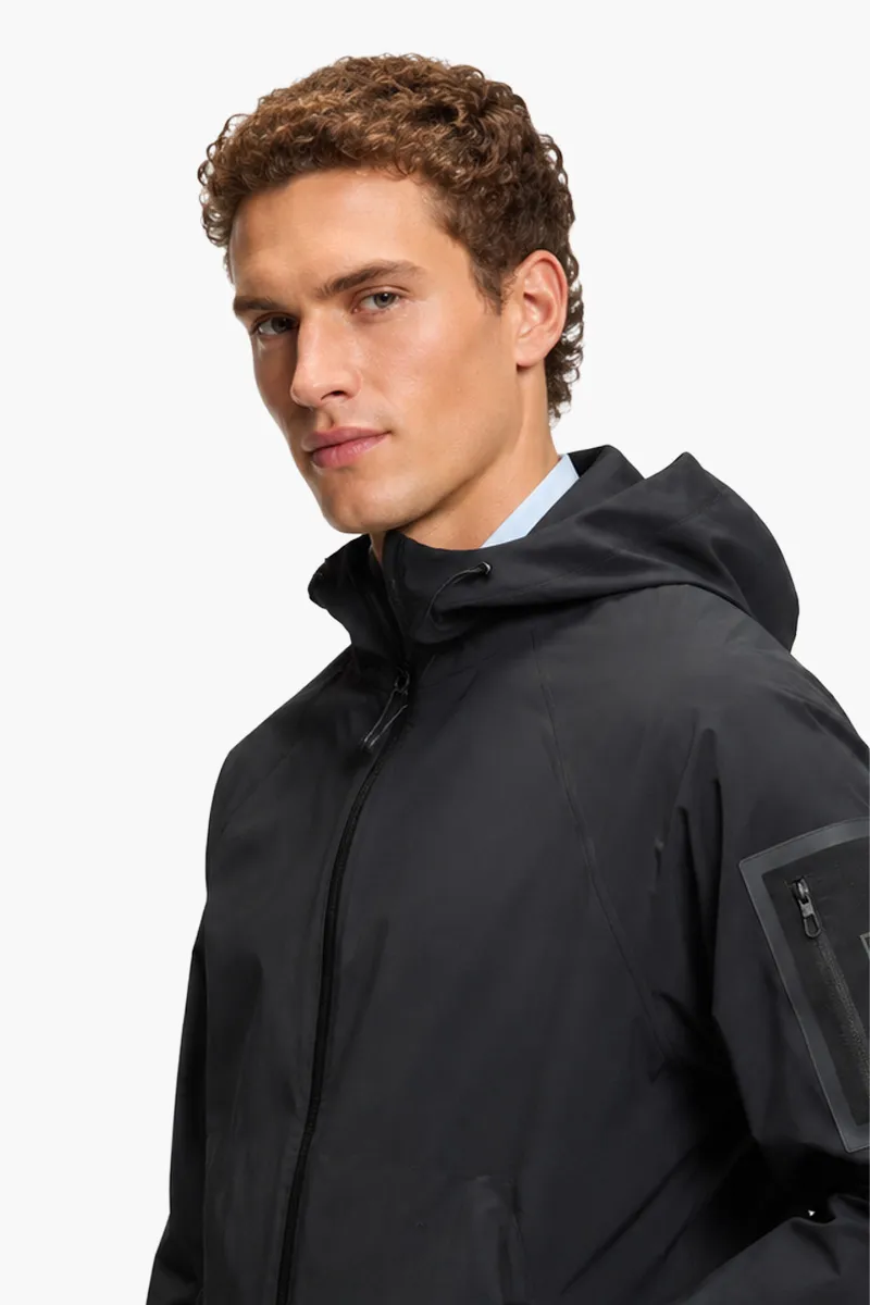 HUGO BOSS Men OW_Terrace JT HD Water-Repellent Jacket in Black Nylon with Micro-Waffle Structure 3