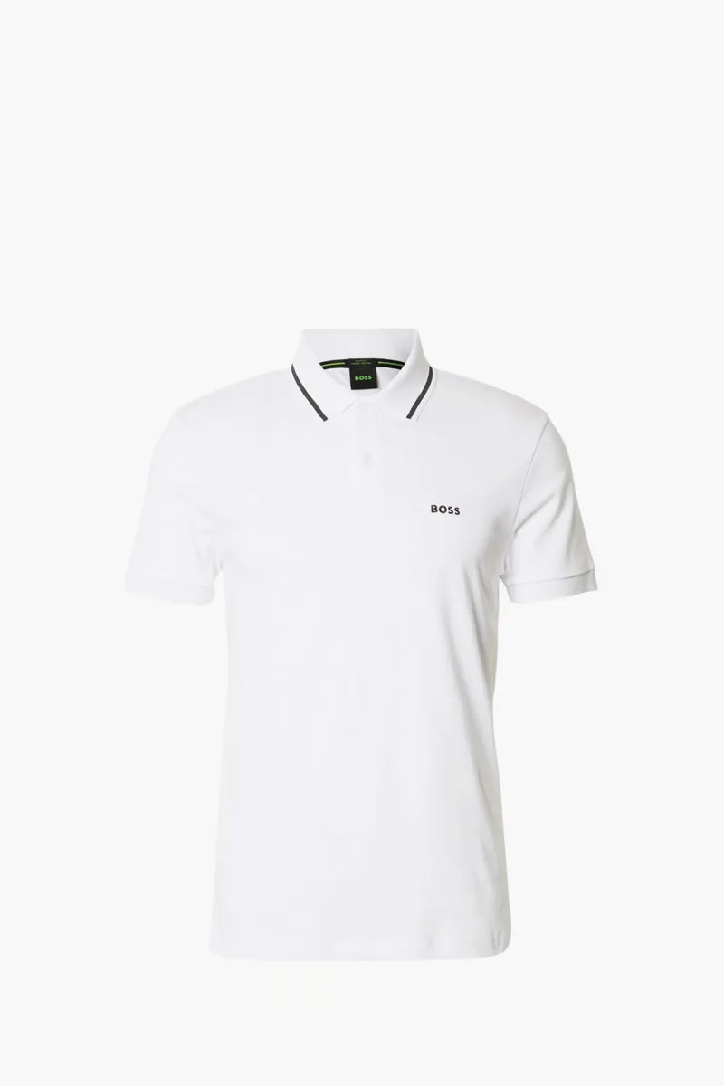 HUGO BOSS Men PL Join Paddy Polo Shirt in White/Black Cotton 0