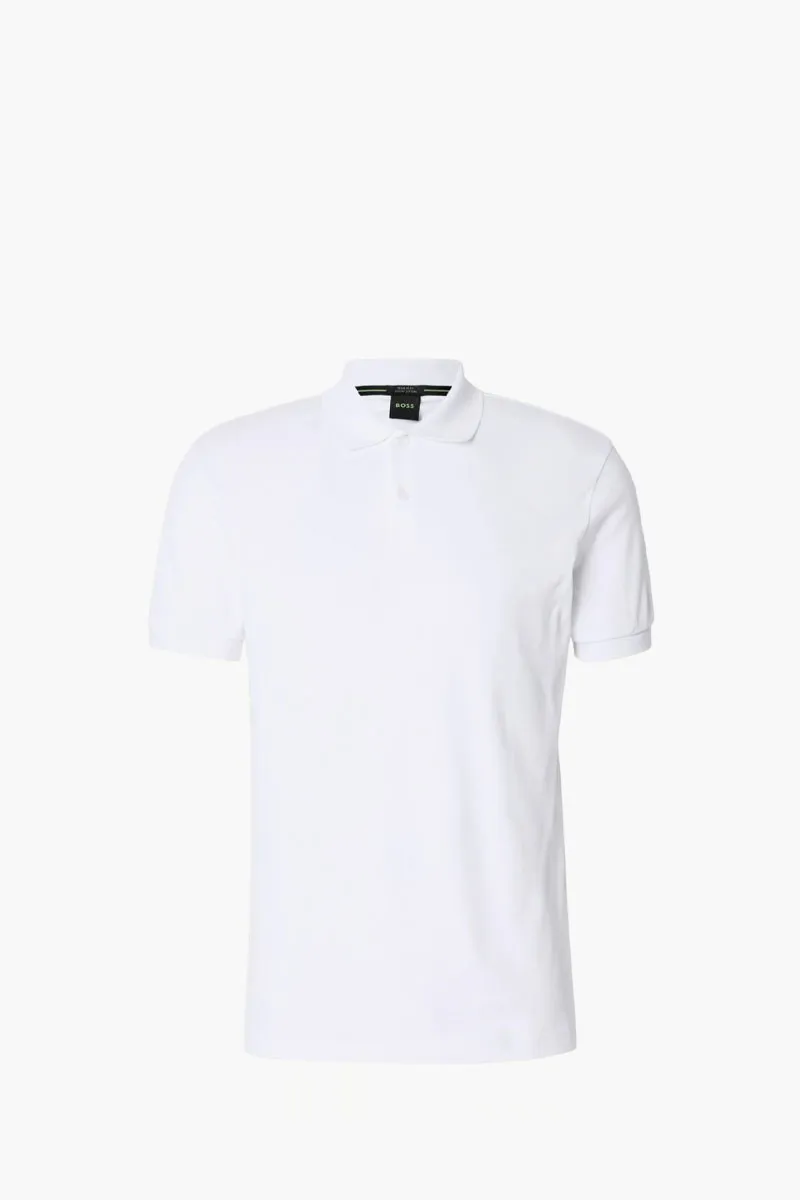 HUGO BOSS Men Pio 1 Polo Shirt in White Cotton 0