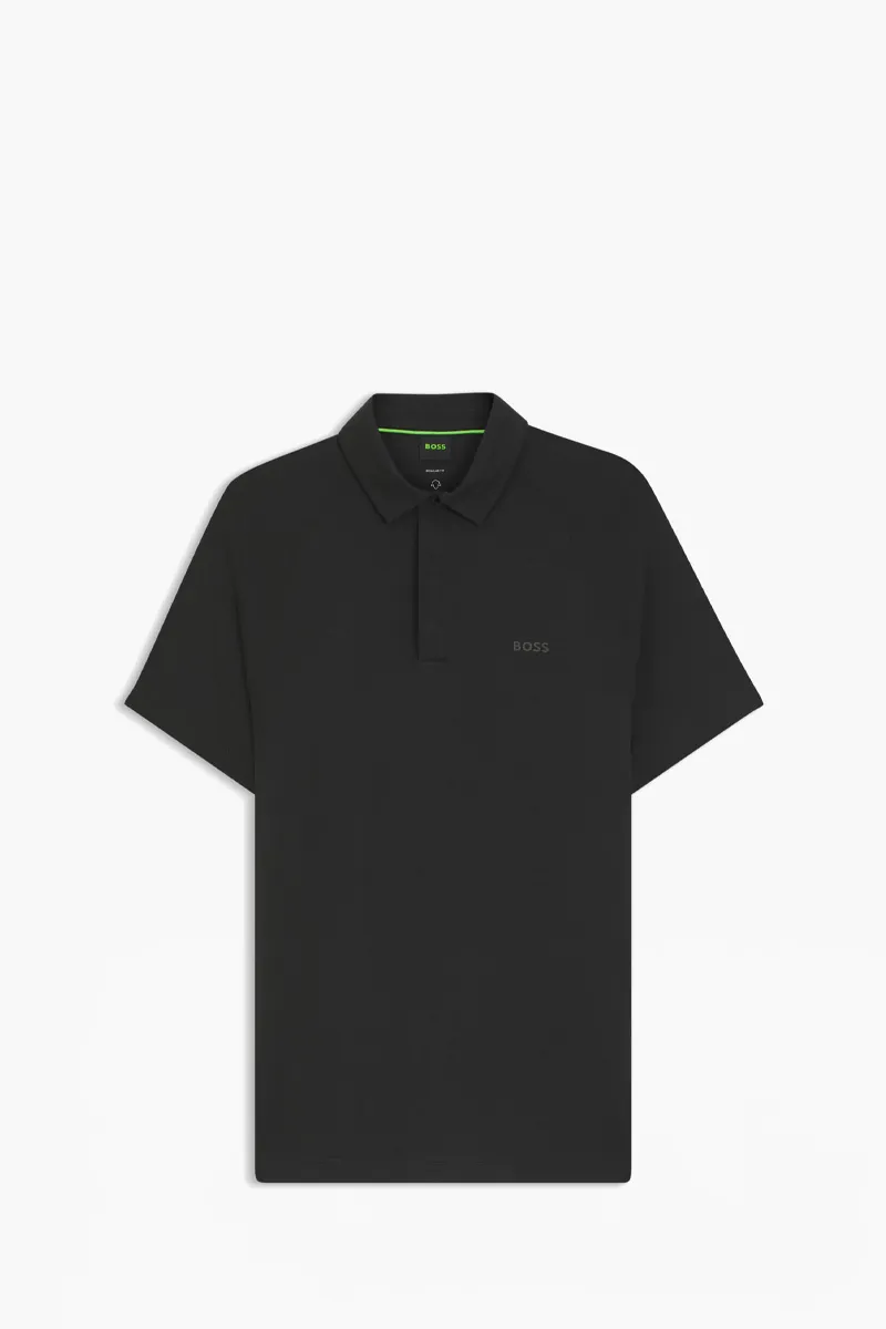 HUGO BOSS Men Tour Wool Slim Fit Polo Shirt in Black Lyocell with Temperature-Regulating Performance 0