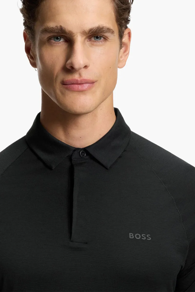 HUGO BOSS Men Tour Wool Slim Fit Polo Shirt in Black Lyocell with Temperature-Regulating Performance 3
