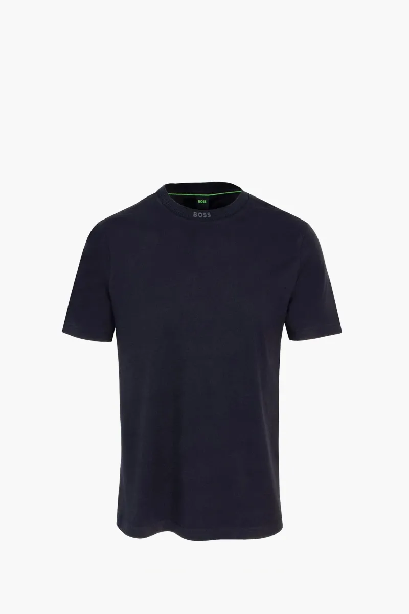 HUGO BOSS Men Tee 5 Regular Fit T-Shirt in Dark Blue Cotton with Logo Crewneck 0