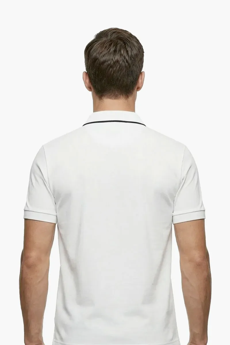 HUGO BOSS Men Philix Goc Active Slim Fit Polo Shirt in White Moisture Wicking Cotton 2