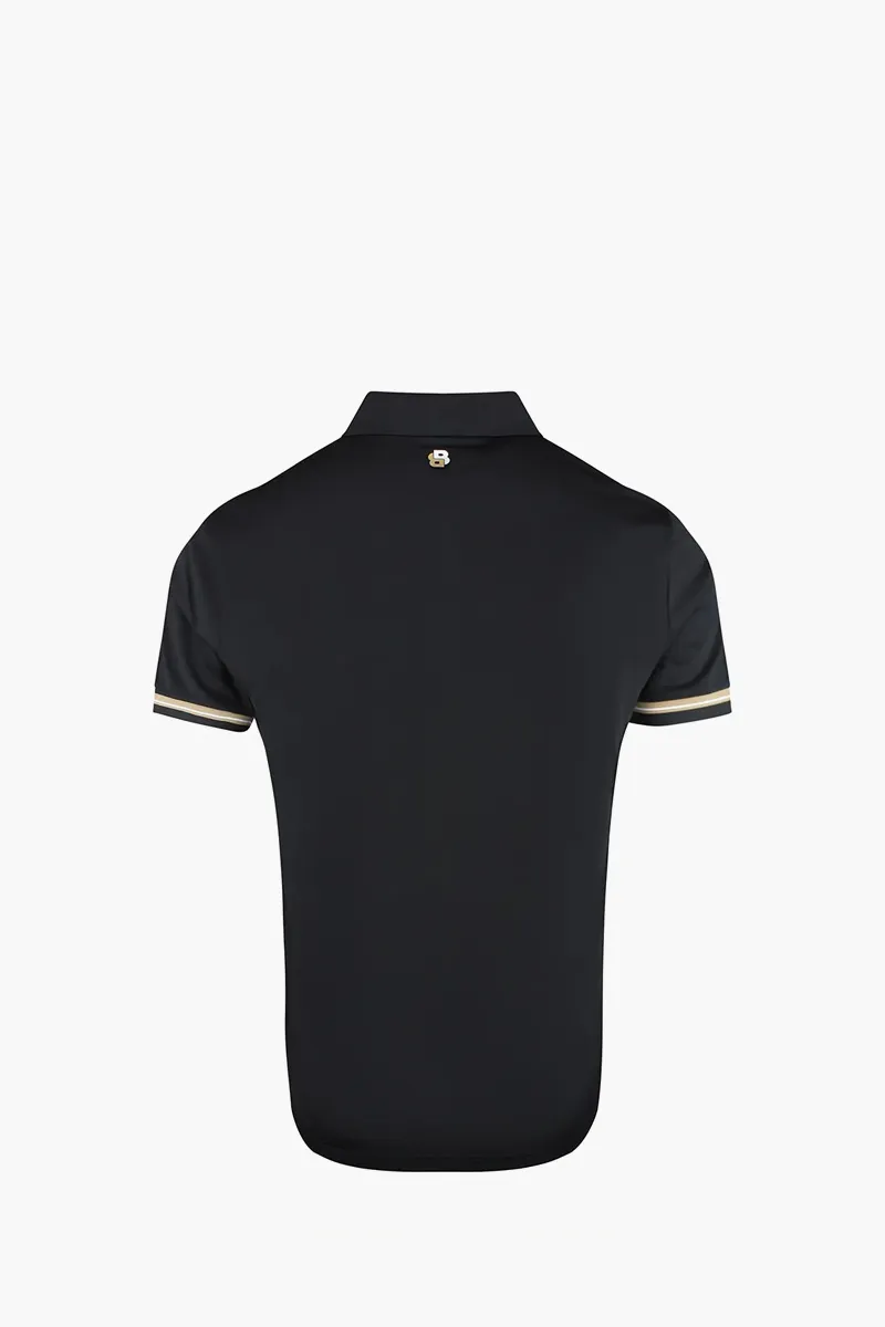 HUGO BOSS Men TOC Serve 2 Active Slim Fit Polo Shirt in Black Polyester with Signature-Stripe Details 1